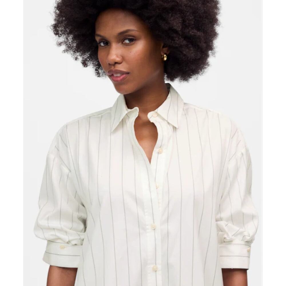NWT Madewell Bubble-Hem Mini Shirtdress in Pinstripe PoplinSize XL - Picture 4 of 8